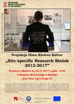 Muzeum Martyrologii w Słońsku: Projekcja filmu Kirsten Kötter: 
  "Site-specific Research Słońsk 2012-2017". 
  Poster presentation 26.11.2017, Słońsk 
  (JPG, polski, 291 KB)