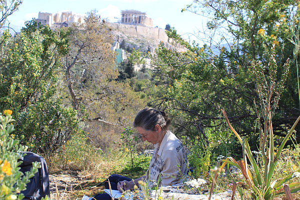 Painting on the Hill of Muses facing the Acropolis