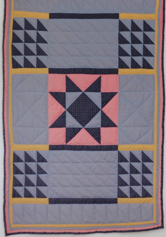 130x90cm_stern-hellblau-rosa-gelb, Quilt, 130 × 90 cm (Dorothee Kötter)
