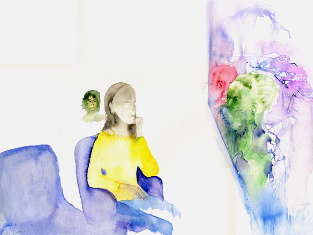 Kirsten Kötter: Gespenster, 2006, Aquarell, 30 × 40 cm