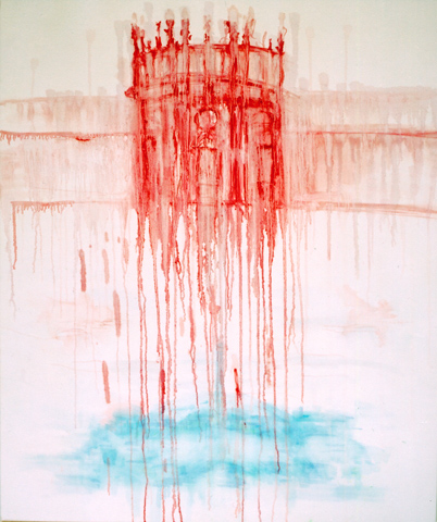 Kirsten Kötter: Fluidum, 120 ×100 cm, Öl auf Leinwand (Serie Remake), Ausstellung Schloß Biebrich (Landesamt für Denkmalpflege) und Rathaus Wiesbaden, 2007