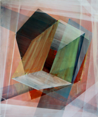 Kirsten Kötter: Der Blick vom Baugerüst, 2007/2011 (Übermalung), Öl, Acryl auf Leinwand, 120 x 100 cm, konstruieren und konstruieren, Curator's Novel, 2011