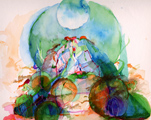 Kirsten Kötter: Buddha, 2004, Aquarell, 30 x 40 cm