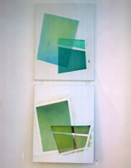 Kirsten Kötter: Die Freiheit des Raumes,
2012, Diptychon, Öl auf Leinwand, 190 x 70 cm, konstruieren und konstruieren, Curator's Novel, 2011