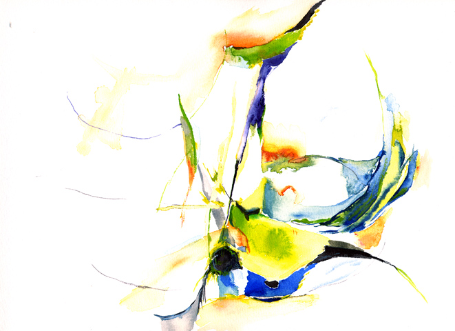 Kirsten Kötter: Site-specific painting, Malerei vor Ort, 1994, Aquarell, 24 × 32 cm