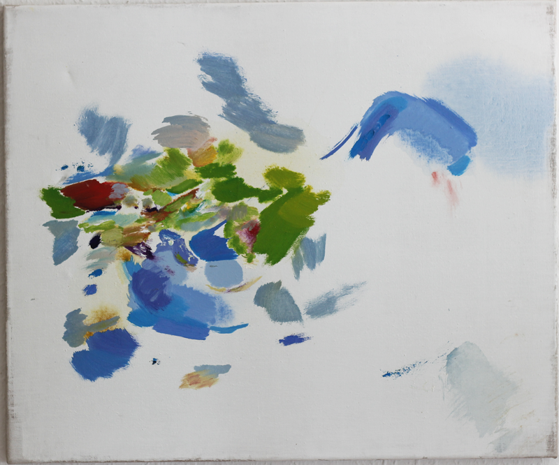 2017-03-13_fischteich_blau-gruen-rot_2250, oil on canvas, 50 × 60 cm (Kirsten Kötter)