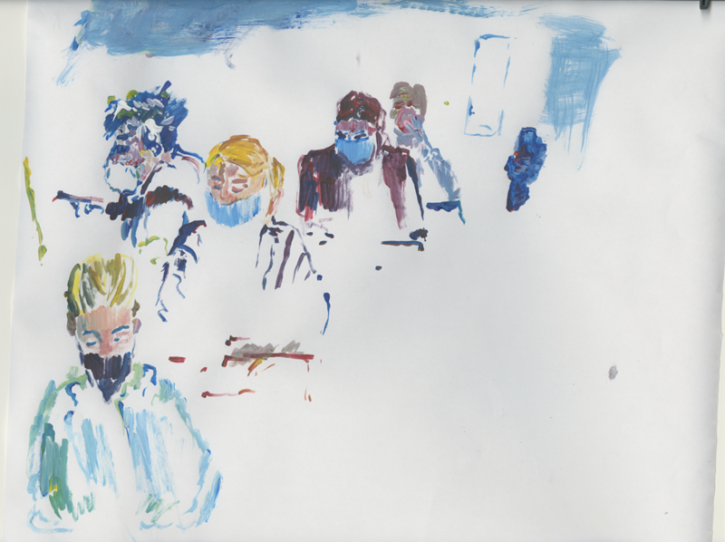 2022-02-14_vhs-2, sketch, acrylic on sketch paper, 34,5 × 40,5 cm (Kirsten Kötter)